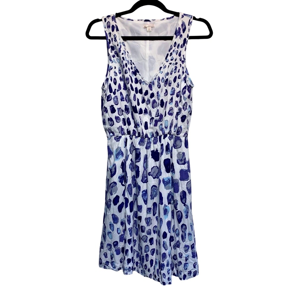 Gap Sleeveless V-Neck Dress XS Abstract Watercolor Artistic Summer Modern Airy